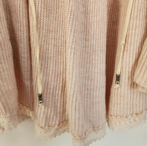 Pol Oversized Pink Babydoll Sweater Size Small Knit Lace Feminine Romantic - Picture 11 of 11